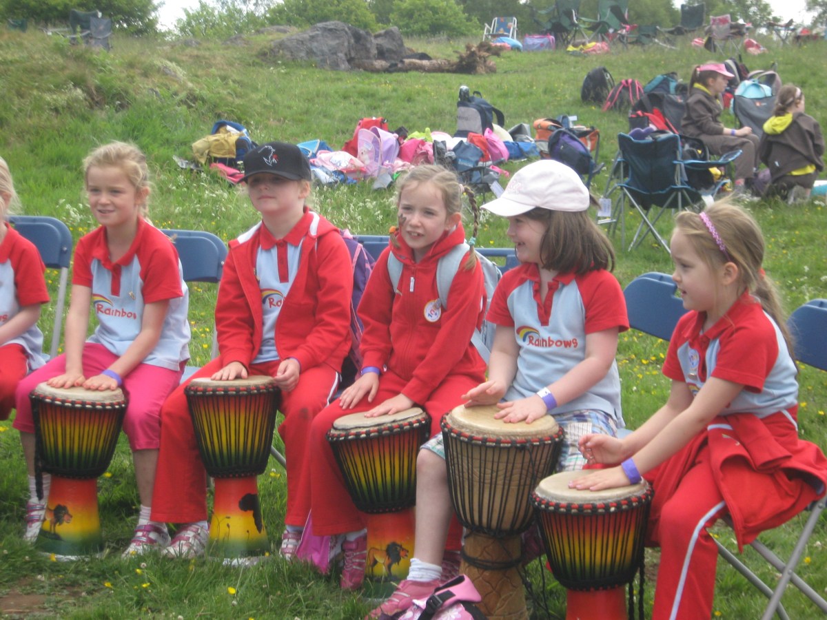 Rainbows enjoying African drumming at their festival.